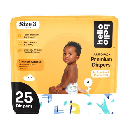 Hello Bello Premium Baby Diapers Size 3, 25 Count of Disposable, Extra-Absorbent, Hypoallergenic Baby Diapers with Snug and Comfort Fit, Sleepy Sloth