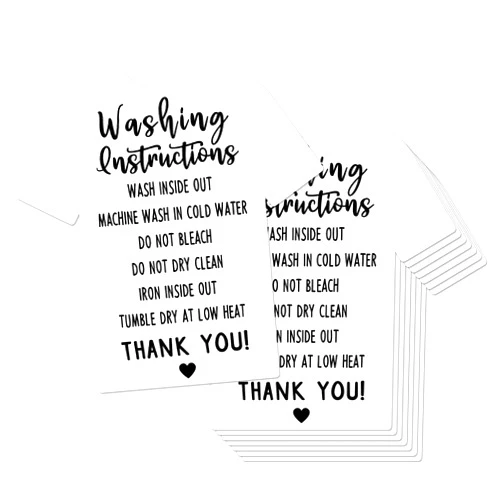 Simimi art 50 T-Shirt Washing Instructions Cards - Care instruction