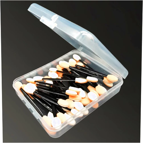 EYERIYO Eyeshadow Applicators, 50pcs Dual Sides Eye Shadow Sponge Applicators with Container Eyeshadow Brushes Makeup Brush