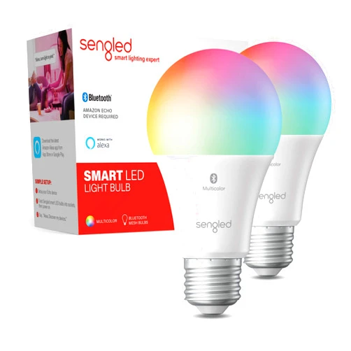 Sengled Alexa Light Bulb, S1 Auto Pairing with Alexa Devices, Color Changing Light Bulbs, Bluetooth Mesh Smart Home Lighting, E26 60W Equivalent, 800LM, 2-Pack