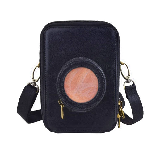 Rieibi Mini EVO Camera Case - Retro PU Leather Protective Case for Fujifilm Mini EVO Instant Camera - High Capacity Cover with Removable Shoulder Strap - Black