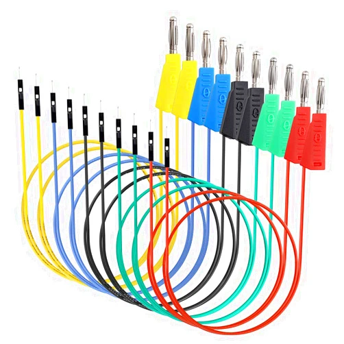 Sumnacon 10 Pcs Stackable Banana Plug to Male Jumper Wire - 26 AWG Binding Post to Solderless Breadboard Jumper Wire, Soft Silicone Flexible Wire Leads for Electrical Testing