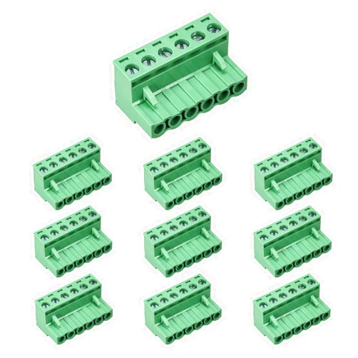 Cermant 10 pcs 6 Pin 5.08mm Pitch Pluggable PCB Angle Screw Terminal Block Plug Connector Socket Panel Mount DIY (10pcs 6p)