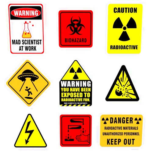 WERNNSAI Science Party Decorations - 9PCS Mad Scientist at Work Home Wall Decor Signs Funny Tags for Boys Kids Birthday Party Laboratory Sign Table Centerpieces Yellow Caution Logos on Door Windows Supplies