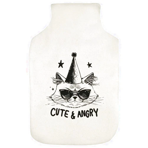Azeeda 'Cute and Angry Party Cat' Hot Water Bottle Cover (HW00036885)