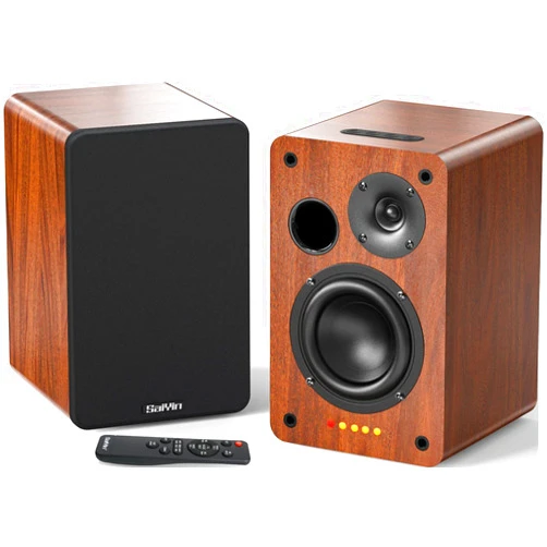 Saiyin Bluetooth Bookshelf Speakers, 40W X 2 Powered TV Speakers with 4 Inch Woofer, Turntable Speakers with Optical/AUX Input/Subwoofer Line Out for PC and TVs