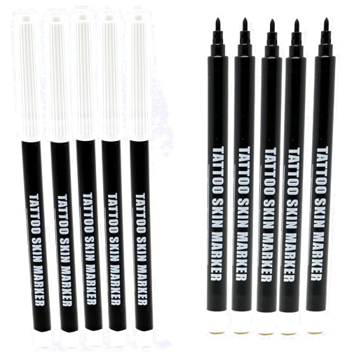 ELEMENT TATTOO SUPPLY Bold Tip Tattoo Stencil Body Pen Markers for Freehand Drawing on Human Skin Purple Non-Toxic Long-Lasting Dot Marks Piercing Microblading Thick Line Pack of 5