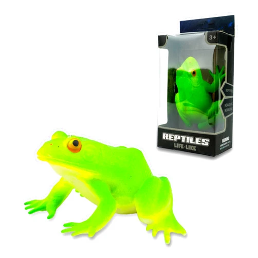 FUNSCENE Artrpoy Reptile Figurine Soft Rubber Toy, Tropical Jungle Animals with Frog, TPR Super Stretch Toy for Kids, Perfect for Gifts, Party Favors, and School Projects (Frog)