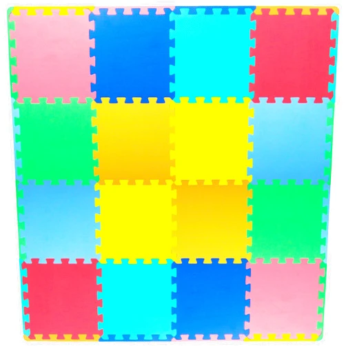 ProSource Foam Puzzle Floor Play Mat for Kids and Babies with Solid Colors, 36 or 16 Interlocking Tiles with Borders, Brown/Beige/Grey