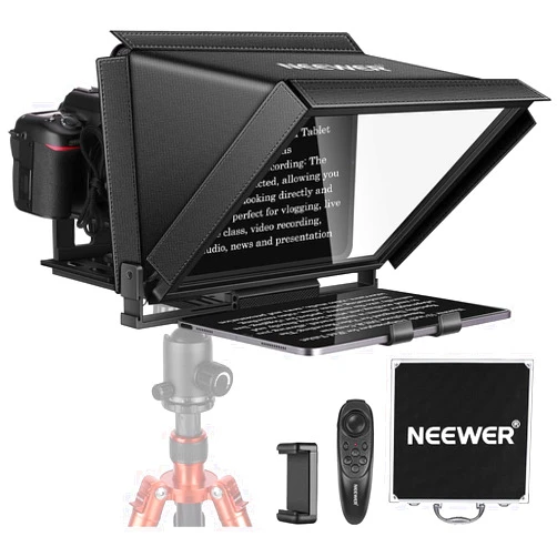 NEEWER X12 14 inch Aluminum Alloy Teleprompter for iPad Tablet Smartphone DSLR Cameras with Remote Control, Carry Case, APP Compatible with iOS/Android for Online Teaching/Vlogger/Live Streaming