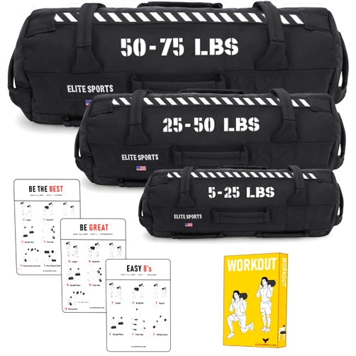 Elite Sports Workout Sandbag for Versatile, Intensive Core Muscles Fitness, Strength Training with Strategic Handle Placement (Unfilled)