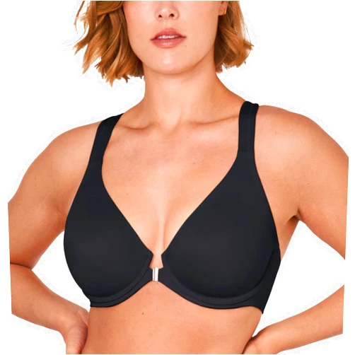 DELIMIRA Women's Front Closure Full Coverage Bras Plus Size Underwire Racerback Supportive Plunge Unlined Bra