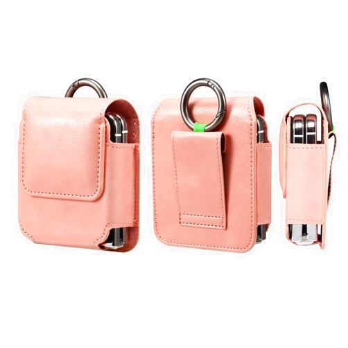 Wxnryvuc for Samsung Galaxy Z Flip 6/5/4/3/2/1 5G Phone Pouch Holster Belt Case,Leather Pouch with Belt Clip for Phone Holster Case for Motorola Razr Plus,Moto Razr+ 2023,Galaxy Z Flip 5/4/3/2 (Pink)