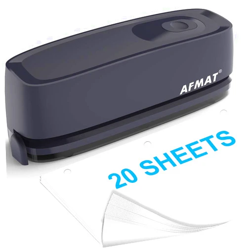 AFMAT 3 Hole Puncher for Paper, AFMAT Electric Hole Punch 3 Ring, 20-Sheet Paper Punch, AC or Battery Operated 3 Hole Puncher, Effortless Punching, Long Lasting Paper Punch for Office School Studio, Gray