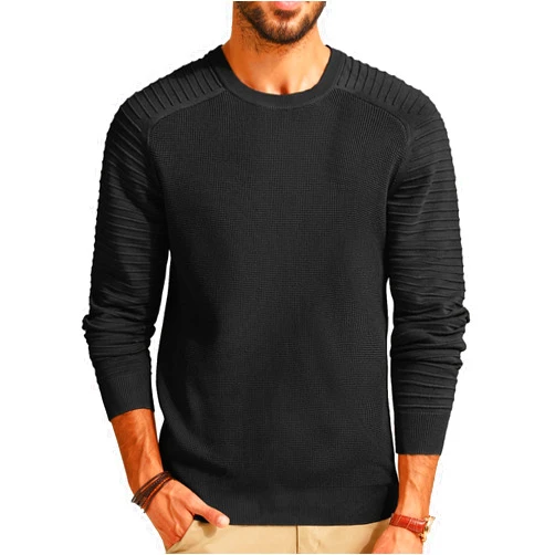 PJ PAUL JONES Mens Crewneck Pullover Sweater Casual Waffle Knit Stretch Sweaters Raglan Sleeve Knitwear