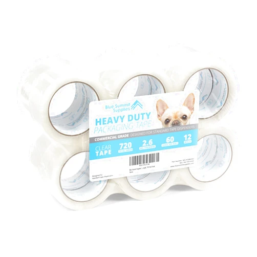 Blue Summit Supplies Clear Packing Tape Refills Bulk, 12 Pack, Heavy Duty Packaging Tape Rolls, 2 Inch Wide for Moving Boxes, Shipping, Sealing, 2.7mil Thick, 60 Yard Length, 720 Total Yards