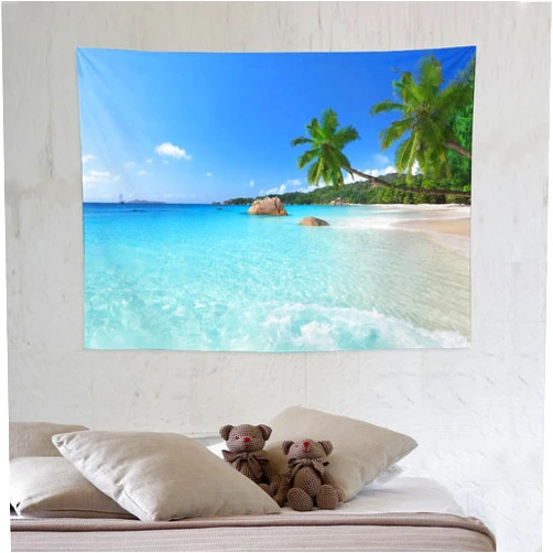 ZhiRain Ocean Beach Tapestry Wall Hanging Tropic Paradise Beach Coconut Tree Palm Tree Tapestries Home Decor for Living Room Bedroom Apartment Farmhouse Dorm 30