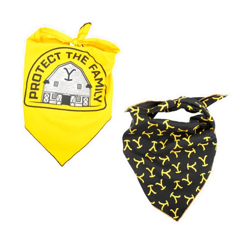 Design LAB, Inc. Official Yellowstone Merchandise| Dog Bandanas Set, Value Pack of Western Bandanas for Large/Medium Dogs | Protect The Family Bundle