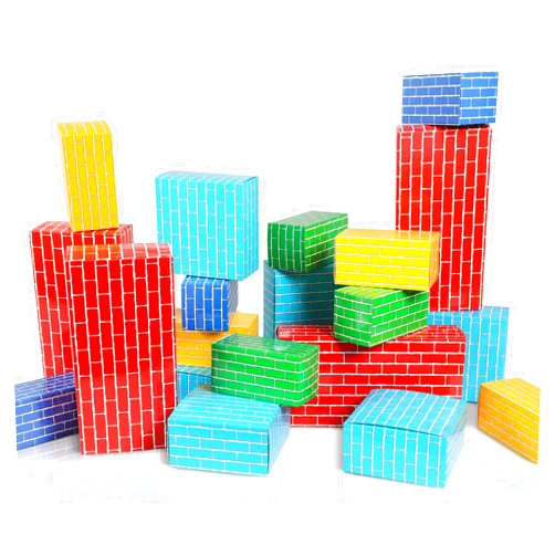CHUNNIN Cardboard Building Paper Blocks 24 Blocks for People Stacking Paper Bricks Building Blocks Supplies Stacking Jumbo Cardboard Blocks Set Construction Cardboard Bricks Supplies Favor
