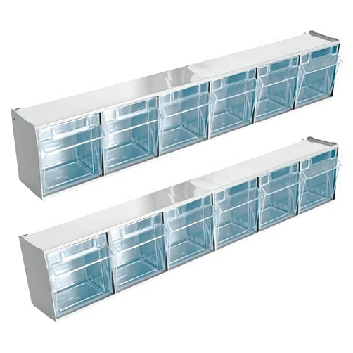 Storage Compat 2-Pack Tilt Out Bin Storage Cabinet, 6-Bin Drawer Organizer, Horizontal Plastic Cabinet for Office, Workshop & Garage 24