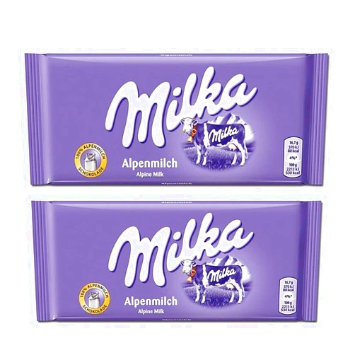 Milka Alpenmilch Alpine Milk Chocolate, 100g (Pack of 2)