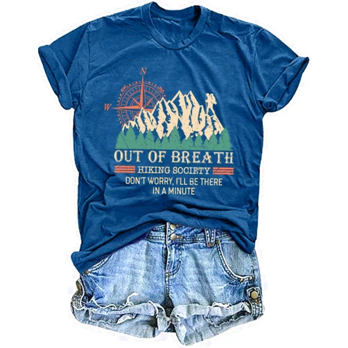 LHBNK Camping Shirts Women: Camping Mountain Hiking Tshirt Funny Outdoor Graphic Tees Hiking Lovers Tops