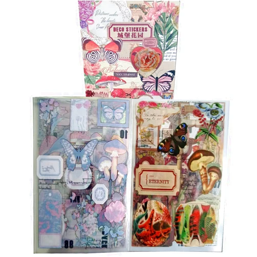 Ahuowom Aesthetic Scrapbooking Supplies Kit,Vintage Junk Journal Sticker Plant Butterfly Flower Mushroom Stickers for Bullet Journals Supplies Kit Junk Journal Planners