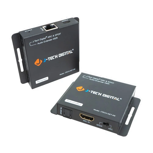 J-Tech Digital HDMI ARC & SPDIF Optical Digital Audio Extender Over Single CAT5e/ CAT6 Ethernet Cable Up to 492ft. w/CEC Pass Through, Dolby Digital, DTS by J-Tech Digital [JTECH-AET-AS]