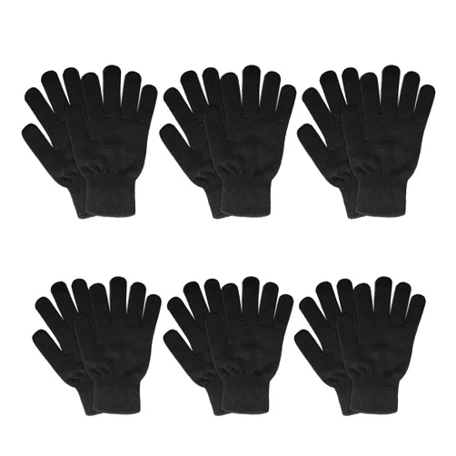 SILEDGN 6 Pairs Winter Gloves for Women Men's Warm Knit Gloves for Clod Weather Black Magic Glove for Driving Running Hiking