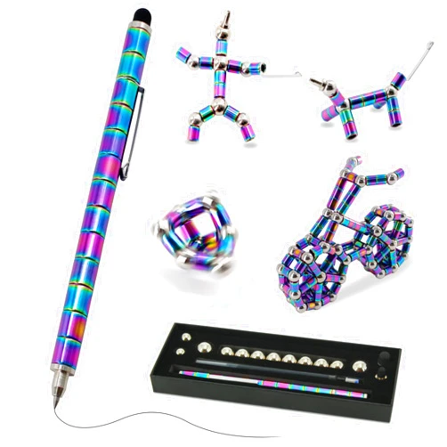 TTzycc Magnetic Pen,Decompression Magnet Metal Pen,Fidget Pen with 13 Rings,Creative Toy Can Write,Intellectual Learning and Stress Reduction Gifts for Family or Friends.