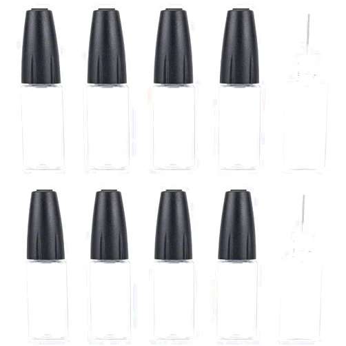 BENECREAT 20Pcs Precision Tip Applicator Bottles, 10ml/0.34oz Dispensing Needle Bottle PET Empty Glue Bottle with Steel Needle & Sealing Cap for UV Resin, Oil, Glue, Ink Artwork, Black