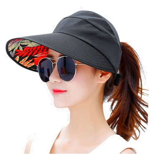 HINDAWI Sun Hats for Women Wide Brim UV Protection Sun Hat Summer Beach Packable Visor