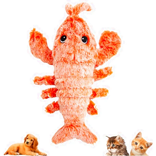Kqcibz Floppy Lobster Dog Toys Plush Jumping Lobster Interactive Toy， Motion Activated Moving Pet Toy, B