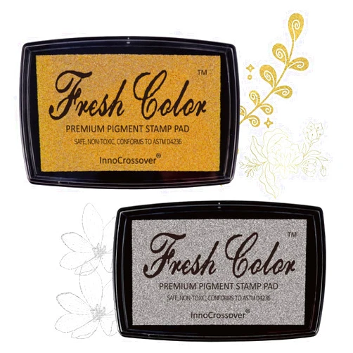 InnoCrossover Stamp Pad, Ink Pads for Rubber Stamps, Wedding Card, Wedding Invitation, Stamps for Crafts, Scrapbooking Supplies, Card Making, Embossing Ink, Permanent Ink Pads, Non Toxic, Safe (Gold Ink Pad)