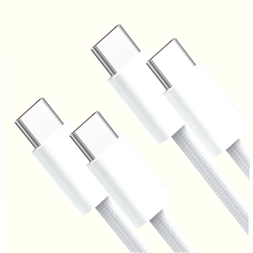 Hichain 2 Pack USB C to USB C Charger Cord 3ft, 60W Fast Charging Cable Type C White Braided Waterproof USB C Cable for Samsung Galaxy Pixel Phone 15 Xiaomi CCW3-2P