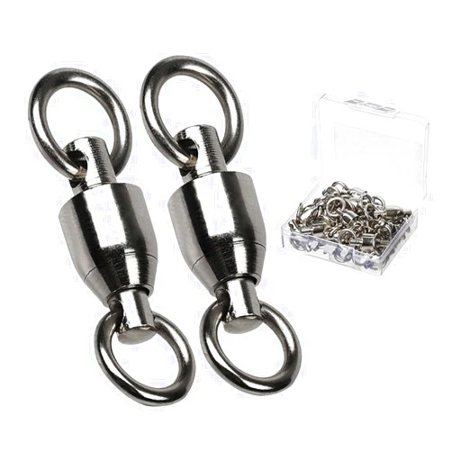 AMYSPORTS Barrel Ball Bearing Swivel Saltwater Stainless Rolling Fishing Swivel Steel High Strength Fishing Swivels Connector Solid Welded Rings Black Nickel