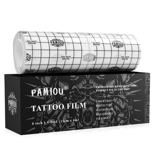 Pamiou Tattoo Aftercare Bandage 6 Inch x 4 Yards, Second Skin Tattoo Cover up patch, Waterproof, Transparent, Latex-Free Film for Fresh Tattoo Care, Protective Wrap for Skin Recovery