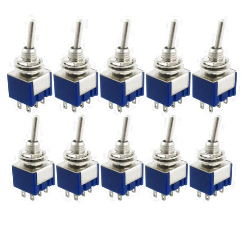HiLetgo 10pcs AC 125V 6A Amps ON/ON 6 Terminals 2 Position DPDT Toggle Switch MTS202