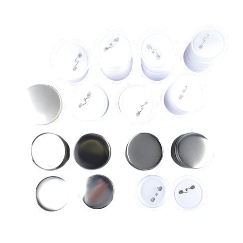 Wisecoco 100 Sets Blank Button Supplies, 58mm/2.3in Button Parts for Badge Maker Machine, Round Badge Blank Button Pins Includes Metal Cover, Plastic Pin Backs, Plastic Film