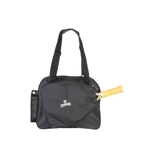Thorza Pickleball Bag with Front Paddle Pocket, Large Mesh Pockets for Water Bottles and Gear, Storage for Clothes and Sports Equipment, Long Shoulder Sling, Classic Black, Men and Women