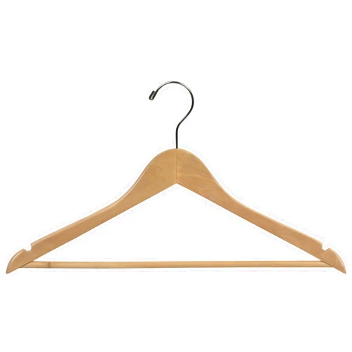 The Great American Hanger Company Wooden Suit Hangers with Natural Finish and Solid Wood Bar, Space Saving Flat 17 Inch Hanger with Chrome Swivel Hook & Notches (Set of 25) by The Great American Hanger Company