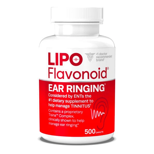 Lipo-Flavonoid Lipo Flavonoid Plus, Tinnitus Relief for Ringing Ears, OTC Flavonoid Ear Health Vitamins, Bioflavonoids & Vitamin C, 500 Caplets