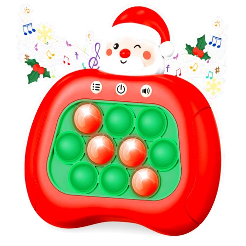 Intoypad Quick Push Pop Fidget Game Toys for Christmas, Santa Claus Light Up Fidget Toy with 1 Min Auto-Off Electric Pop Bubble Game Controller Handheld Puzzle Game Sensory Toys for Kids Xmas Gifts