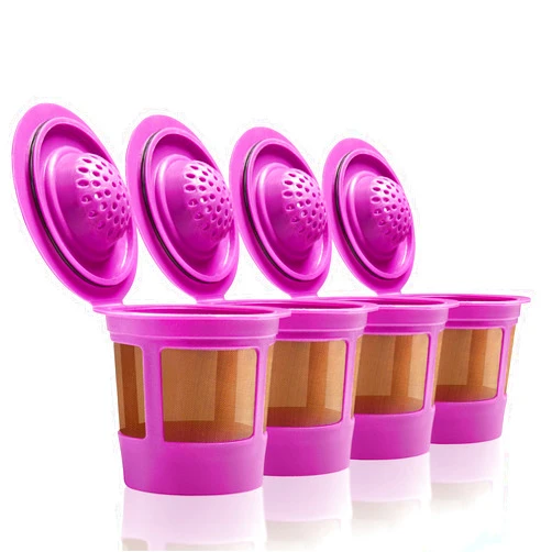 GoodCups 4 Reusable K Cups for Keurig Coffee Makers - BPA Free Universal Fit Purple Refillable Kcups Coffee Filters for 1.0 and 2.0 Keurig Brewers