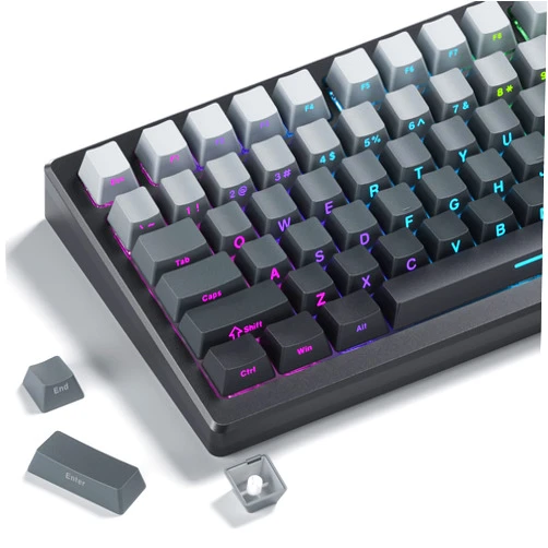 SDYZ XVX PBT Keycaps - Side-Printed Keycap Set, Double Shot Shine Through Custom Keycaps, Polar Keycaps OEM Profile 136 Keys, Minimalist Style Phantom Keyboard Keycap for Mechanical Keyboards