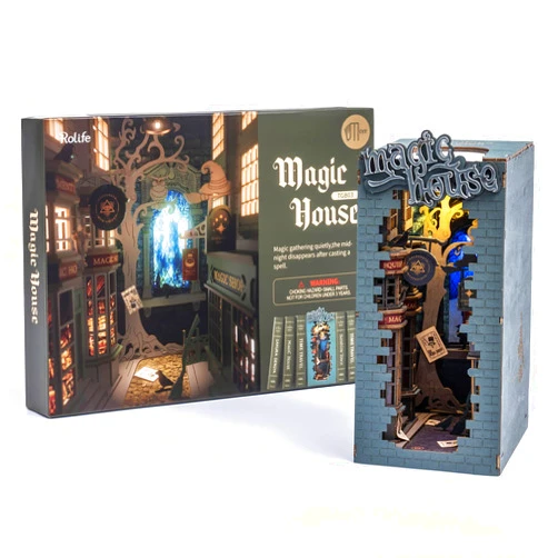 Rolife LED Book Nook Kit-Decorative Bookend Stand-3D Wooden Puzzle for Adults-Bookshelf Insert Booknook-Room Decor for Teen Girls Boys Women Men
