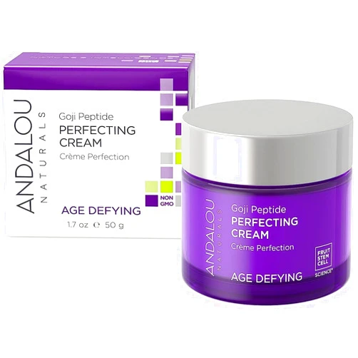 Andalou Naturals Goji Peptide Perfecting Cream, Age Defying Face Cream, Resveratrol CoQ10 Face Moisturizer, Supports Skin Collagen and Elastin & Helps Fight Fine Lines & Wrinkles, 1.7 fl oz