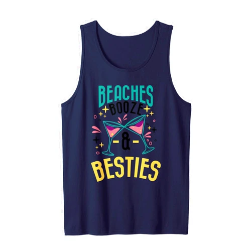 Bachelorette Beach Matching Liquor Drinking Party Beaches Booze And Besties Funny Summer Weekend Gift Women Tank Top