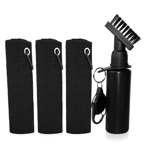 PUWENHAN 3 Pack Golf Towel with Golf Club Brush Cleaner Set with Water Bottle –Golf Accessories Gift Set for Men & Women, Cleaning Kit for Clubs & Balls Cleaning Brush Tools Gifts for Golfers
