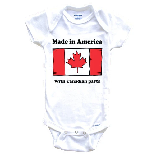 Really Awesome Shirts Made In America With Canadian Parts Funny Canada Flag One Piece Baby Bodysuit